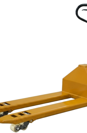 Patín hidráulico angosto para diez toneladas A diferencia de los modelos estándar, el Patín hidráulico angosto para diez toneladas presenta específicamente una medida de 21 pulgadas (54 cm) de ancho por 47 pulgadas (120 cm) de largo. Es evidente que un patín hidráulico angosto es una variante de la transpaleta manual estándar, que a diferencia de este se caracteriza por tener un ancho total menor en sus horquillas (generalmente entre 45 y 55 centímetros, en comparación con los 68 centímetros de un patín estándar).
